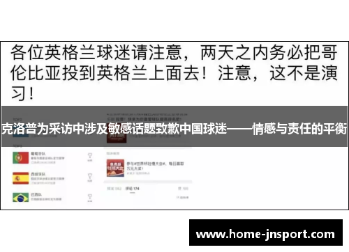 克洛普为采访中涉及敏感话题致歉中国球迷——情感与责任的平衡