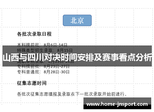山西与四川对决时间安排及赛事看点分析